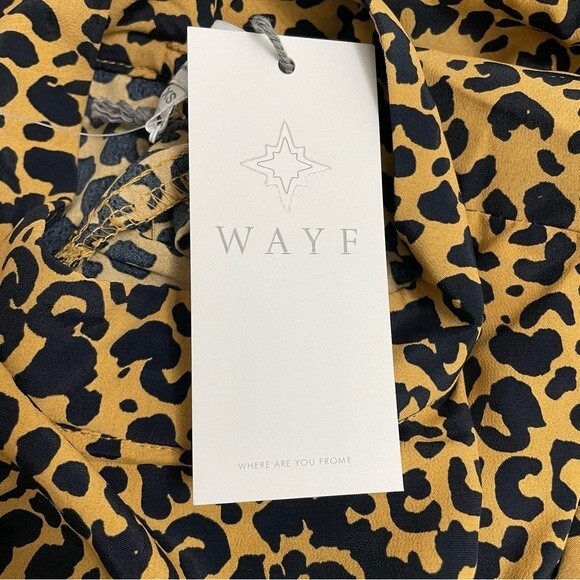 NWT Wayf Mock Neck Long Sleeve Shift Dress Size XS Cheetah Print Tan Black NEW - Picture 12 of 15